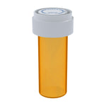 60 dram Amber Reversible pop top container