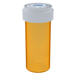 60 dram Amber Reversible pop top container
