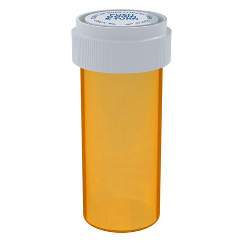20 dram Amber Reversible pop top container