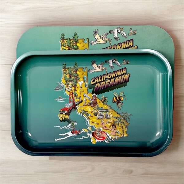 CALI METAL ROLLING TRAY WITH MAGNETIC LID Wholesale Pipe King