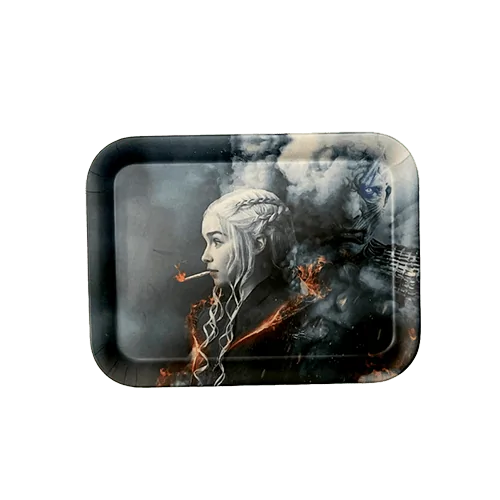 Artistic large rolling tray with cigarette-smoking woman – Pipe King LLC LA Wholesale Smoke Shop