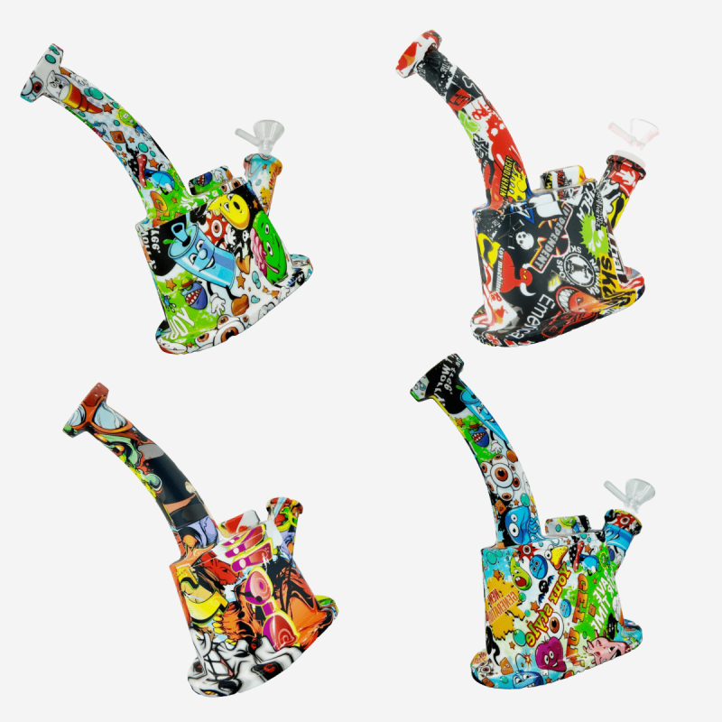 FULL BODY SILICONE WATERPIPE [ SILICONE DOWN STEM & GLASS BOWL ]