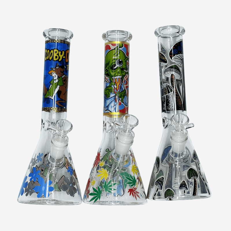 10" PRIINTED BEAKER WATERPIPE