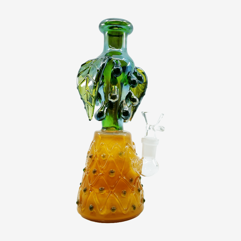 Handcrafted 9" beaker water pipe with pineapple design – Pipe King LLC Los Angeles Wholesale Smoking Accessories