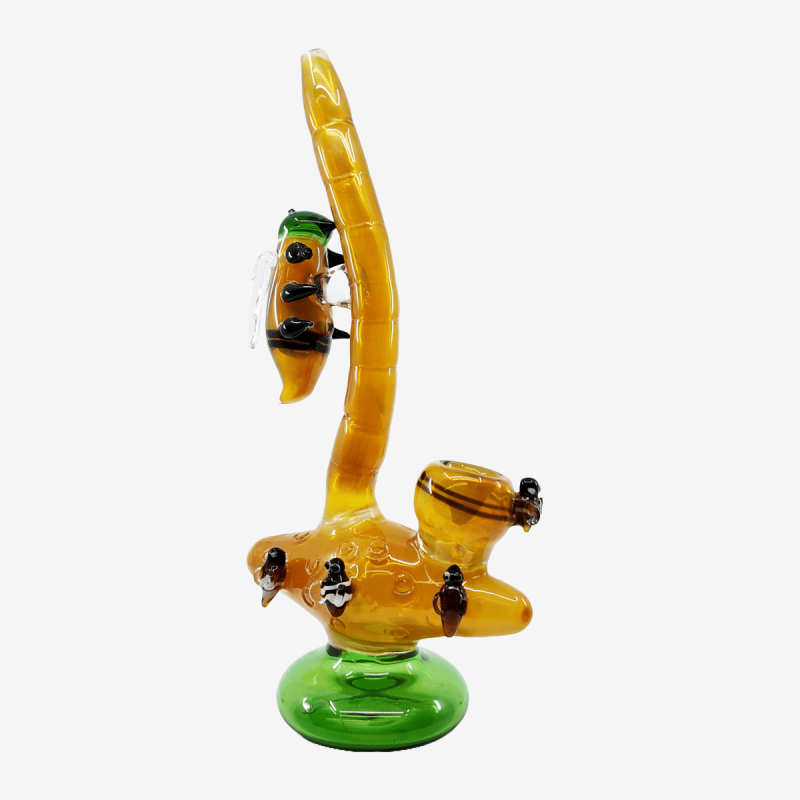 Gold fuming bubbler featuring honey bee artwork, 9 inches – Pipe King LLC Los Angeles Wholesale Smoking Accessories