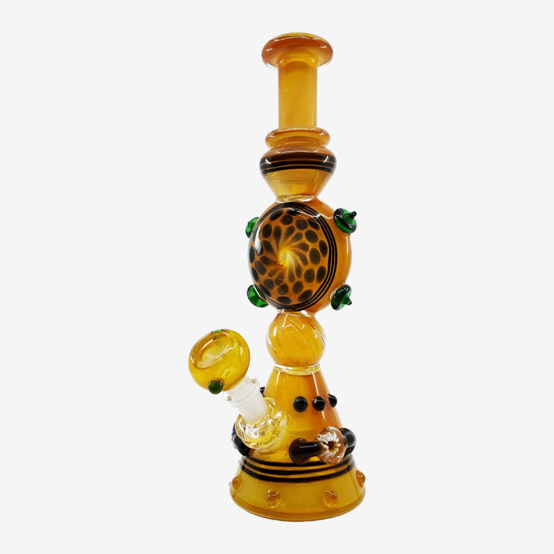 Handcrafted 10" beaker water pipe with sunflower design – Pipe King LLC Los Angeles Wholesale Smoking Accessories