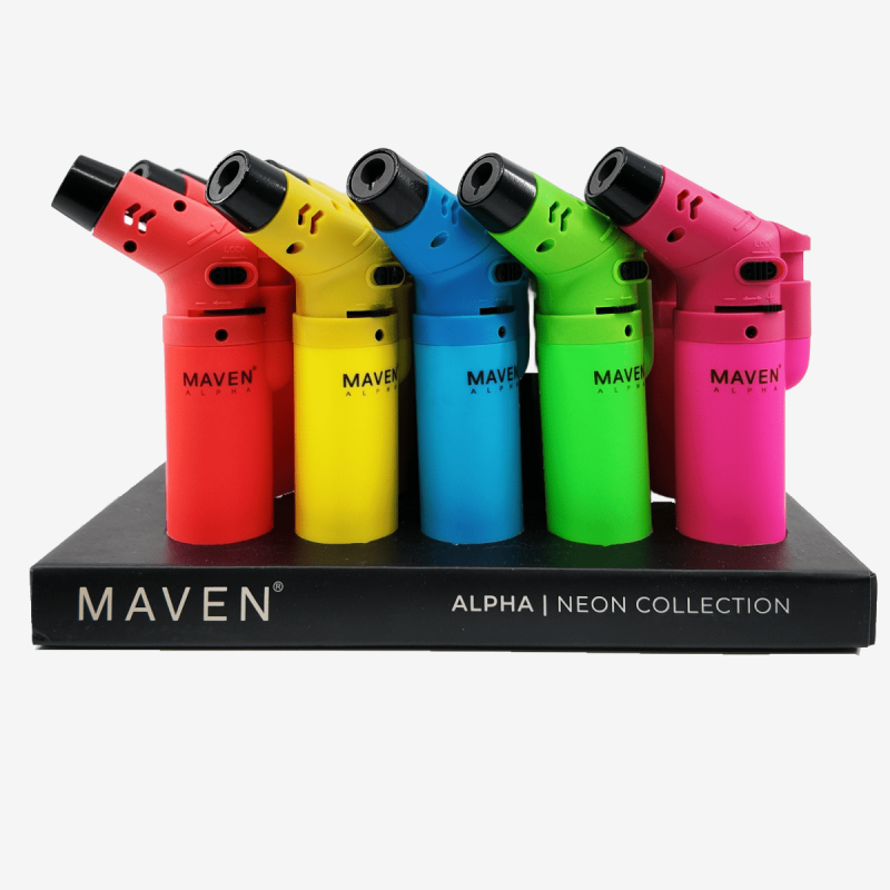 Pack of 15 Maven Alpha+ neon torch lighters – Pipe King LLC LA Wholesale Smoke Shop and Accessories