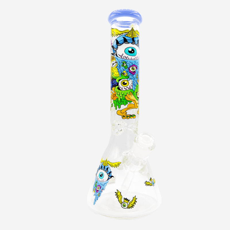 Unique 14 inch Dunkee Third Eye Biker patterned hand pipe – Available at Pipe King LLC LA Wholesale Smoke Shop