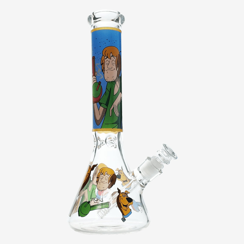 Stylish 14 inch High Buddies patterned beaker bong – Available at Pipe King LLC LA Wholesale Smoke Shop