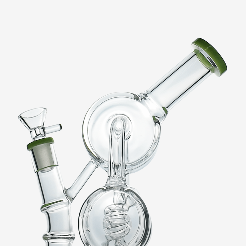 Stylish 16 inch inline double tree percolator bong – Available at Pipe King LLC LA Wholesale Smoke Shop