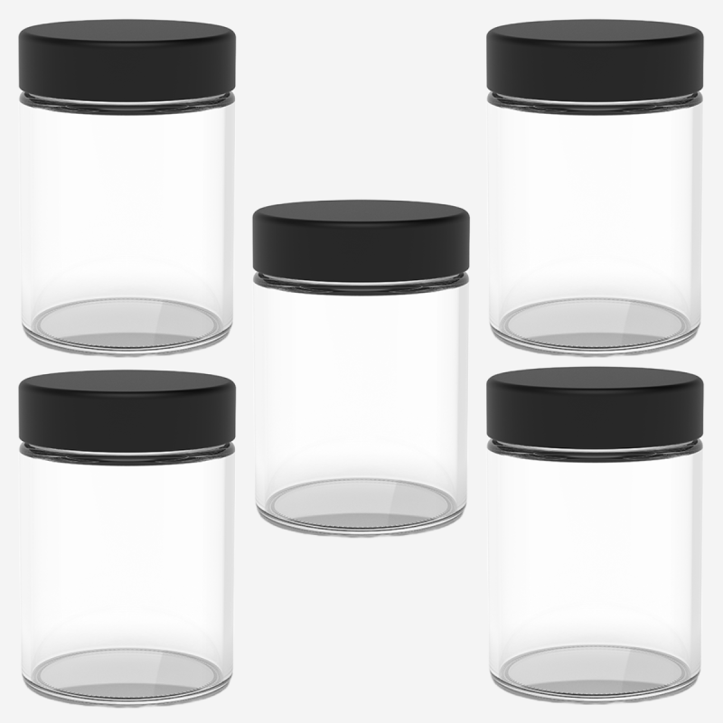Durable 4 oz glass storage jars with lids – Pipe King LLC Los Angeles Wholesale Accessories