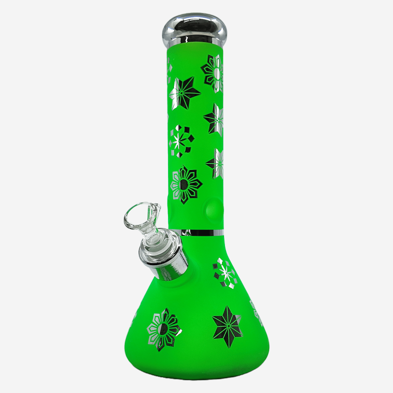 12 inch electroplated starflower frosted beaker – Pipe King LLC LA Wholesale Smoke Shop and Accessories