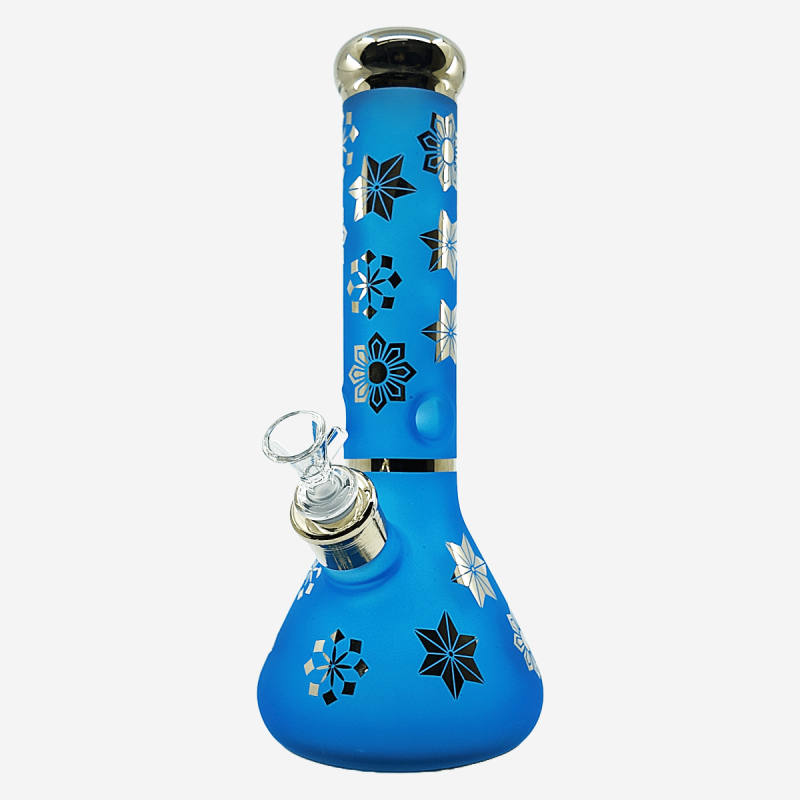 Durable 12" electroplated starflower design frosted beaker – Pipe King LLC Los Angeles Wholesale Accessories