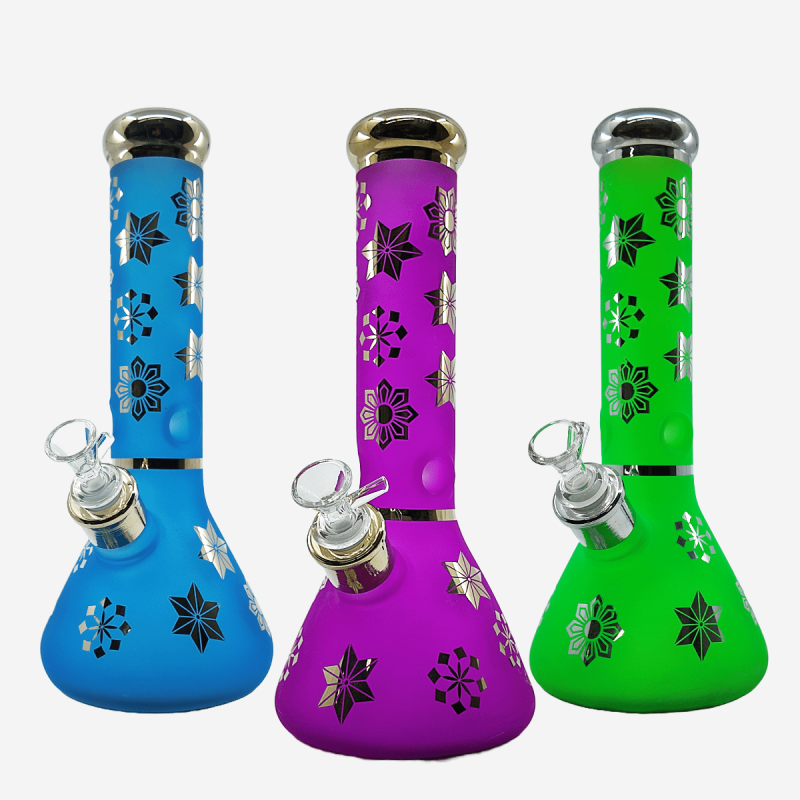 Large 12" electroplated starflower frosted beaker for smoking – Pipe King LLC LA Wholesale Smoke Shop and Accessories