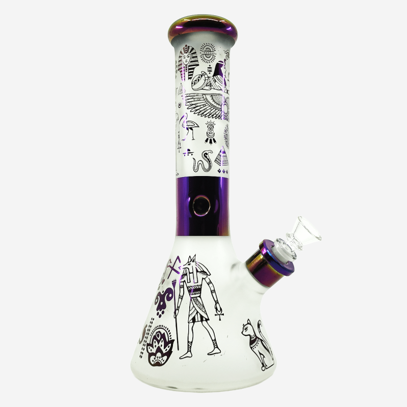Decorative 14 inch beaker featuring Egyptian symbols – Available at Pipe King LLC LA Wholesale Smoke Shop