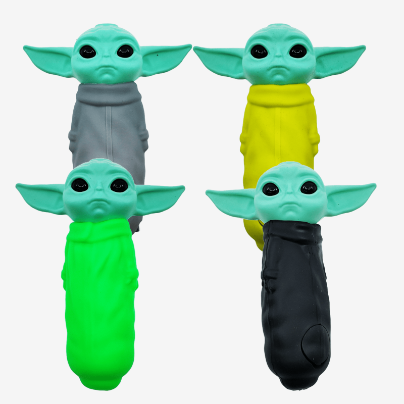 Wholesale 4" Baby Yoda silicone hand pipe – Pipe King LLC LA Wholesale Smoke Shop and Accessories