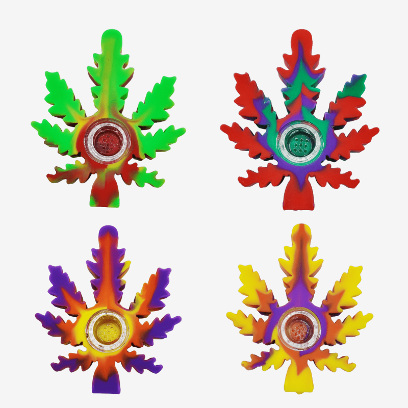 Premium silicone handpipe with vibrant leaf design – Pipe King LLC LA Wholesale Smoke Shop and Accessories