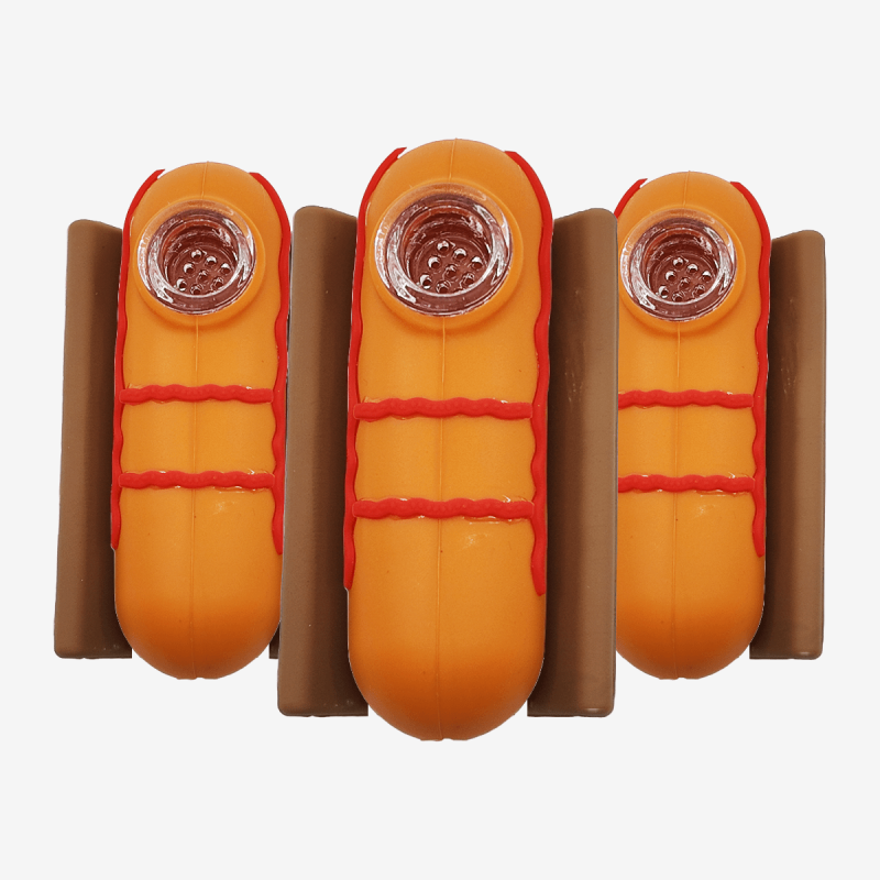 Unique 4" hot dog shaped silicone hand pipe – Pipe King LLC Los Angeles Wholesale Accessories