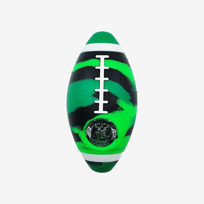 Unique 4 inch football-themed silicone smoking pipe – Available at Pipe King LLC LA Wholesale Smoke Shop