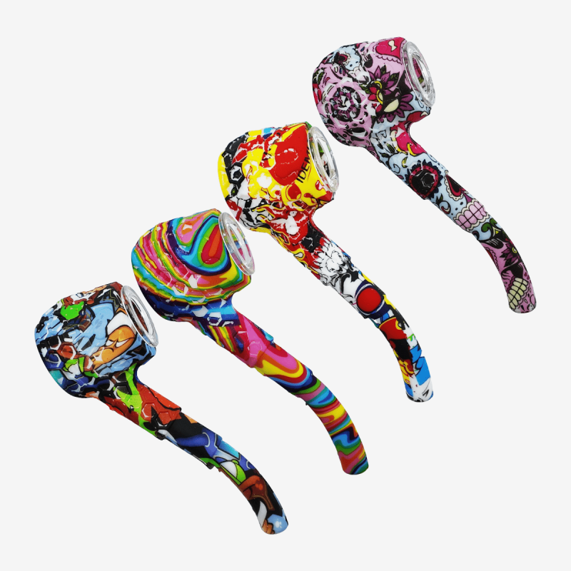 4.5 inch printed silicone hand pipe – Pipe King LLC LA Wholesale Smoke Shop and Accessories