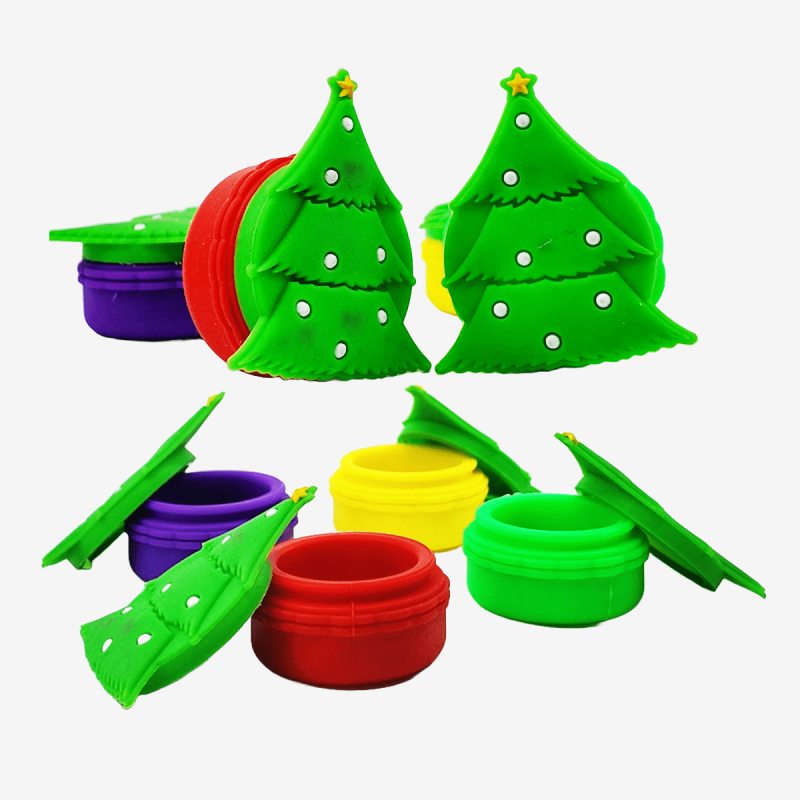 9ml Christmas tree silicone jar – 20 pieces per box – Pipe King LLC LA Wholesale Smoke Shop and Accessories
