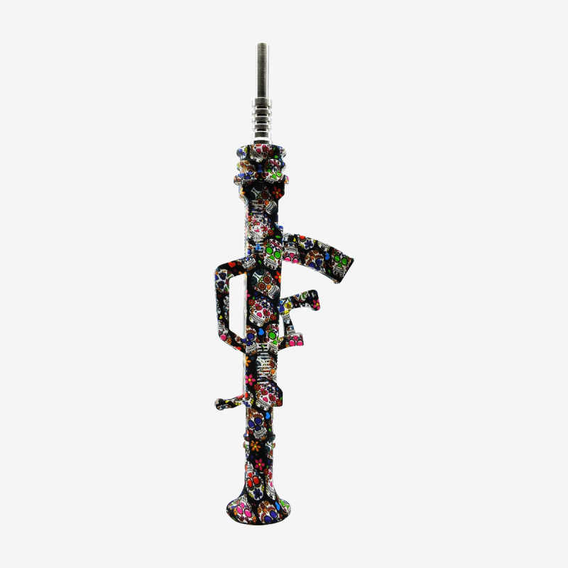 Durable silicone nectar collector with printed machine gun design – Pipe King LLC Los Angeles Wholesale Accessories