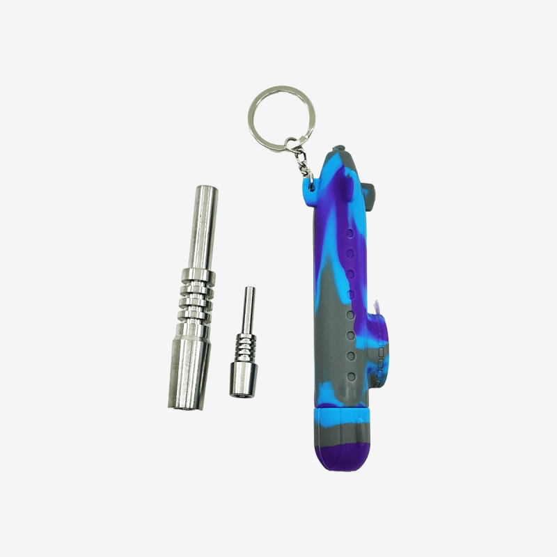 Compact 4" silicone keychain submarine nectar collector with 10mm joint – Pipe King LLC Los Angeles Wholesale Accessories