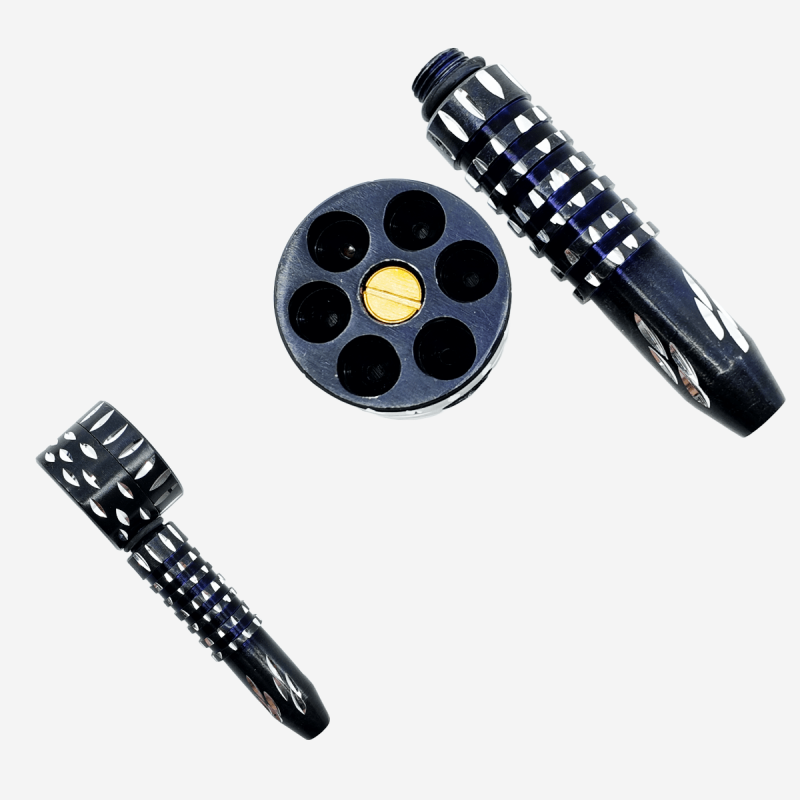 Revolver metal pipe and grinder – ultimate six-shooter smoking experience – Pipe King LLC LA Wholesale Smoke Shop and Accessories