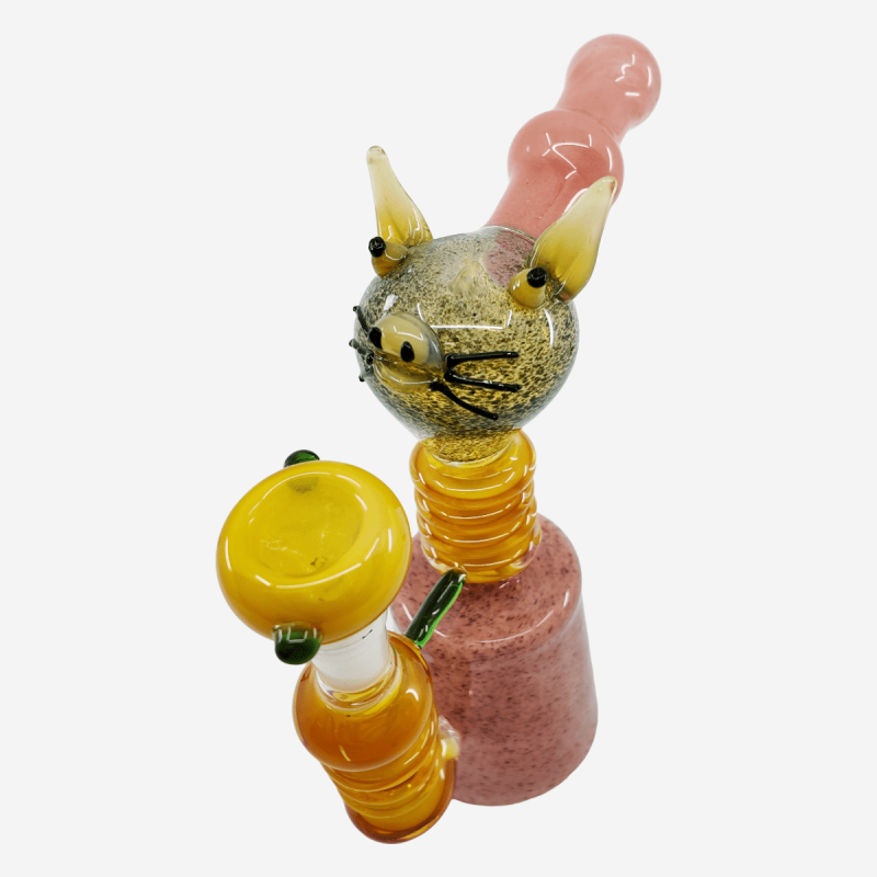 Unique Dazed Meow design 10" glass water pipe – Pipe King LLC Los Angeles Wholesale Smoking Accessories