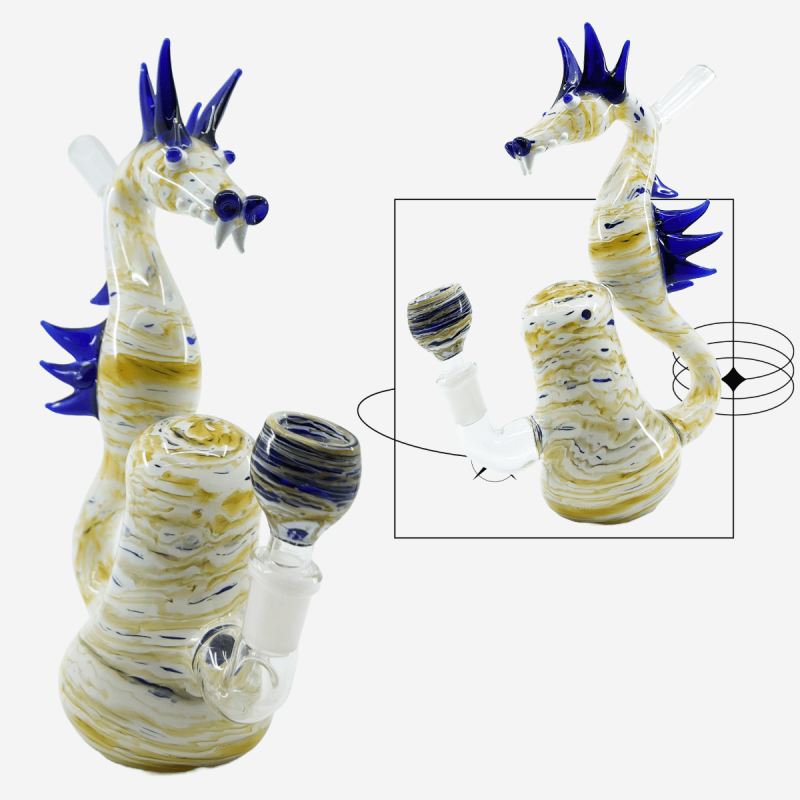 Handcrafted 8" seahorse-themed glass pipe – Pipe King LLC Los Angeles Wholesale Smoking Accessories