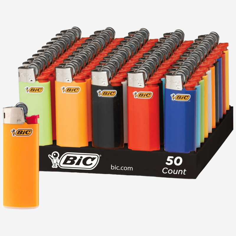 Mini pocket lighters by BIC, 50 units pack – Available at Pipe King LLC LA Wholesale Smoke Shop