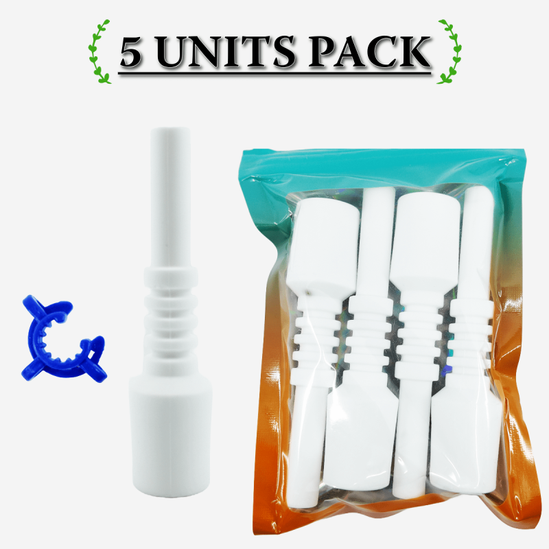 Five-pack 18mm ceramic nails with metal clippers – Available at Pipe King LLC LA Wholesale Smoke Shop