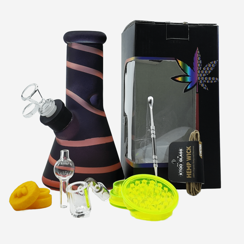 8 inch Red Stripes beaker bong – Pipe King LLC LA Wholesale Smoke Shop and Accessories