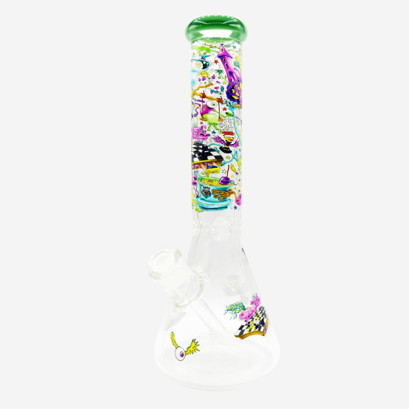Unique 14 inch Dunkee Chess of Life Biker patterned hand pipe – Available at Pipe King LLC LA Wholesale Smoke Shop