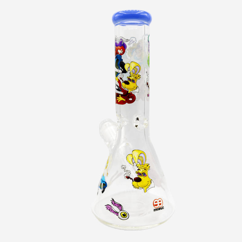 Unique 12 inch Dunkee Down The Hole Biker patterned hand pipe – Available at Pipe King LLC LA Wholesale Smoke Shop