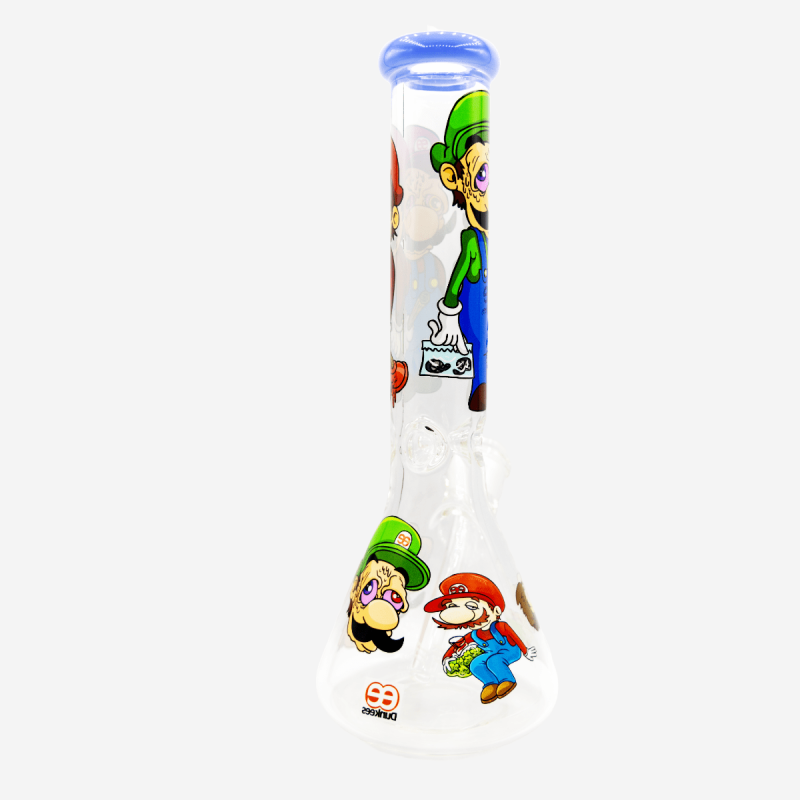 Unique 14 inch Dunkee Right Mushrooms Biker patterned hand pipe – Available at Pipe King LLC LA Wholesale Smoke Shop