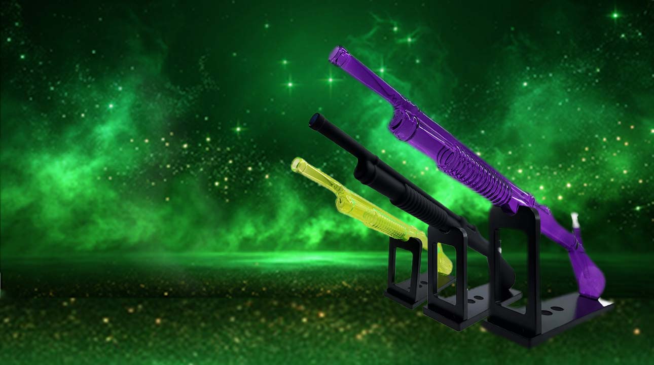 a group of colorful guns