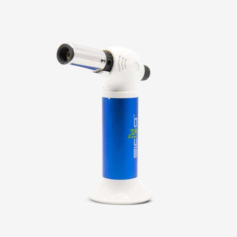 SKT-001 Butane Power Pro-Torch in Red, Blue, Silver, White, and Black – refillable wind-resistant torch lighter with adjustable flame, ideal for culinary, dabbing, and wholesale smoke shop supply.