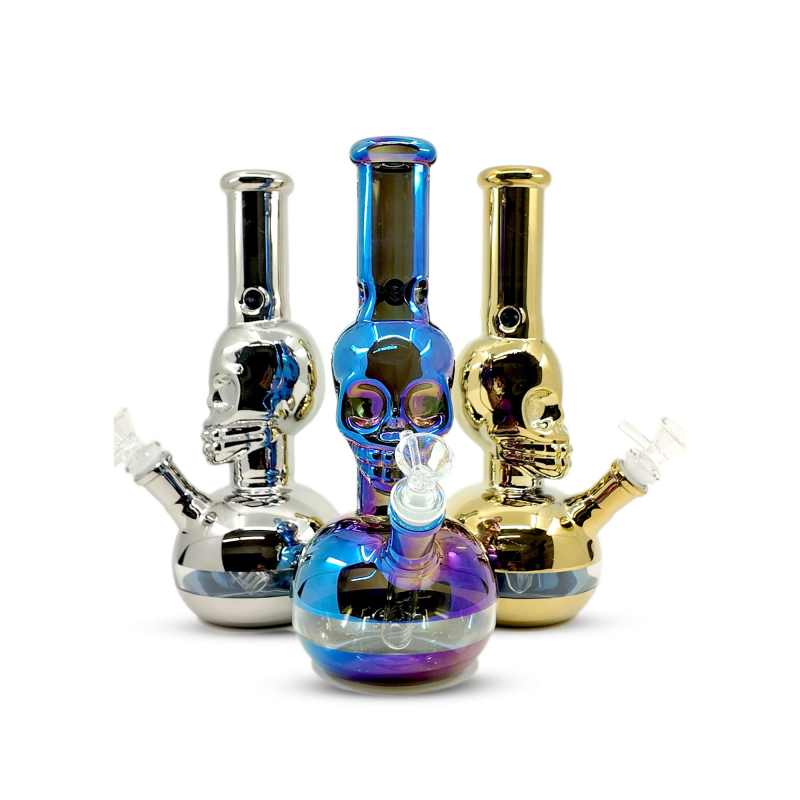 10” Skull Water Pipe – Translucent & Metallic Finishes