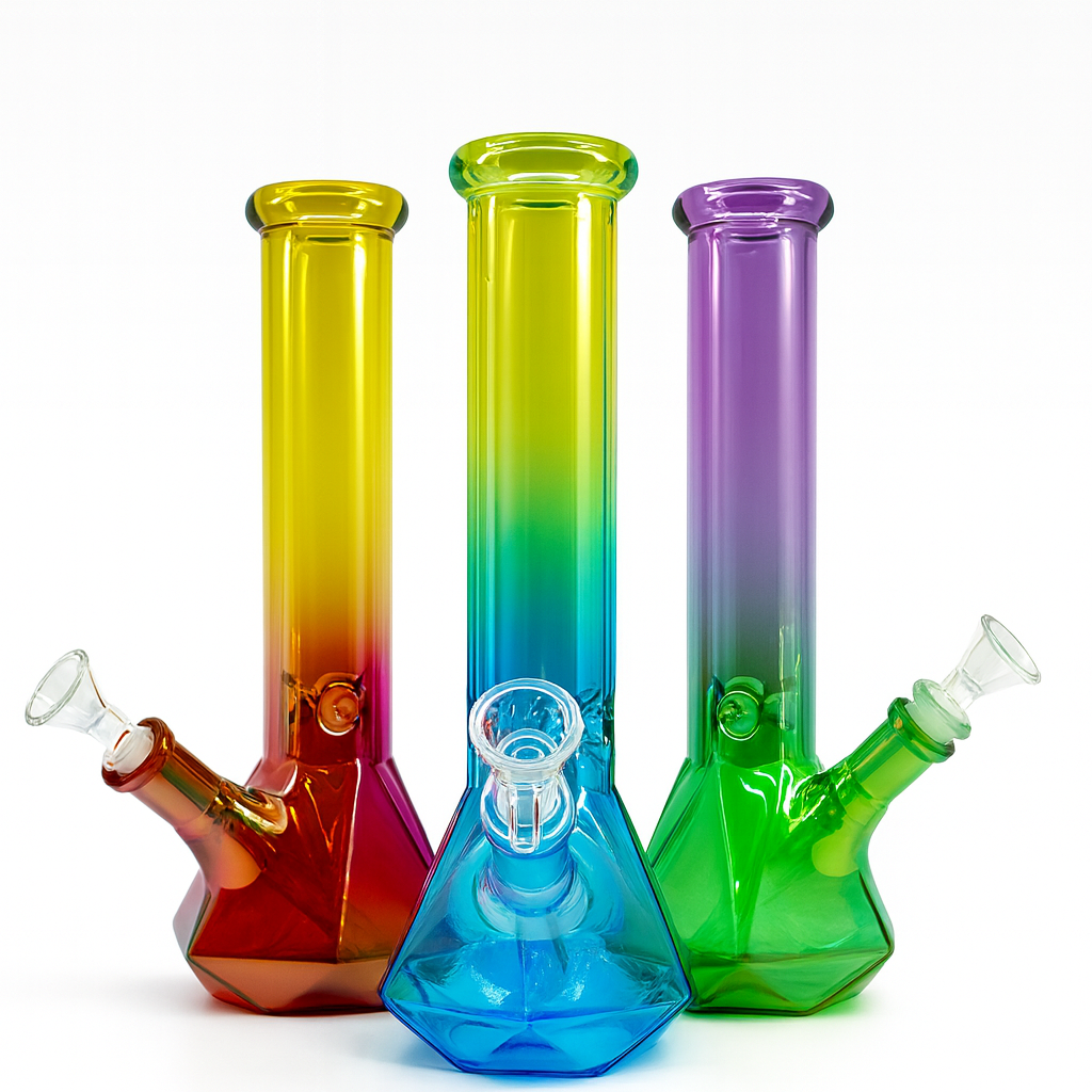 10" Iridescent Geometric Beaker Waterpipe