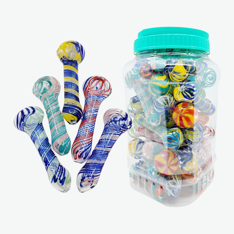 4" Mixed-Color Swirl Stripe Spoon Handpipe