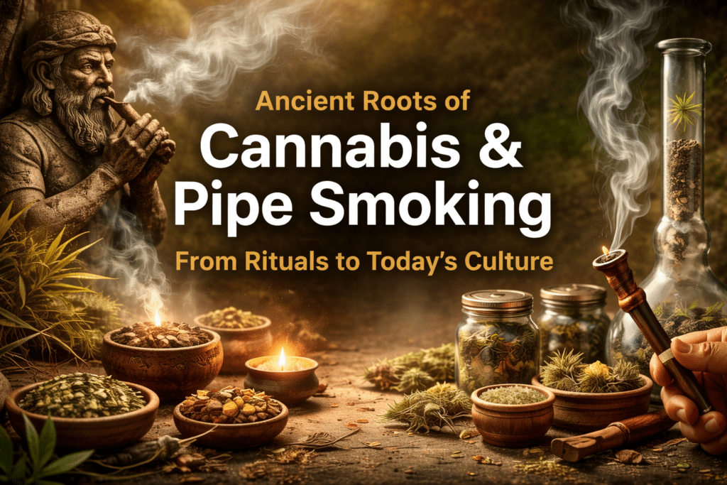 Ancient pipe used in early cannabis smoking rituals