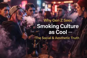 Gen Z lifestyle scene showing aesthetic smoking culture